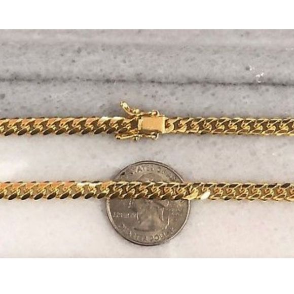 14K Heavy Gold Chain Miami Cuban Link Box Chain - Picture 3 of 4